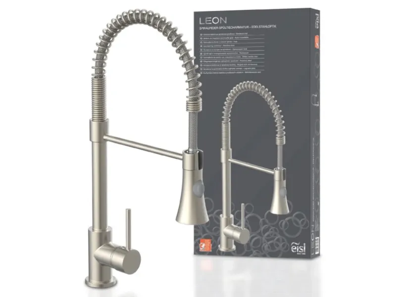 Discount Eisl Spültischarmatur Leon mit herausziehbarer Geschirrbrause optik Edelstahl