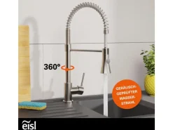 Discount Eisl Spültischarmatur Leon mit herausziehbarer Geschirrbrause optik Edelstahl