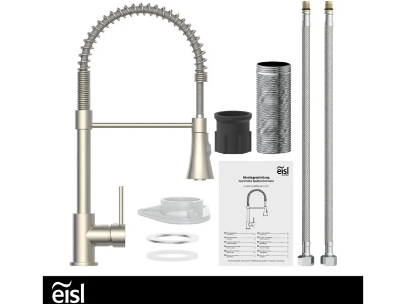 Discount Eisl Spültischarmatur Leon mit herausziehbarer Geschirrbrause optik Edelstahl