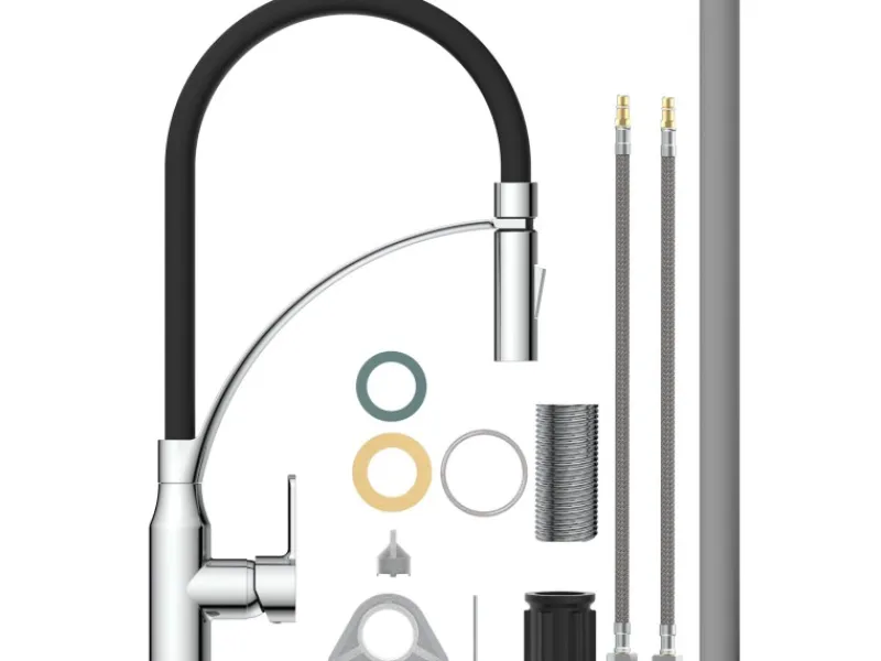 Eisl Spültischarmatur mit Soft-Touch Schlauch Carneo Chrom-Schwarz< Einhebelmischer