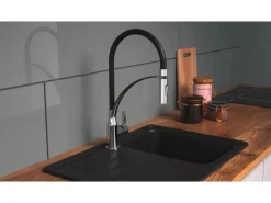 Eisl Spültischarmatur mit Soft-Touch Schlauch Carneo Chrom-Schwarz< Einhebelmischer
