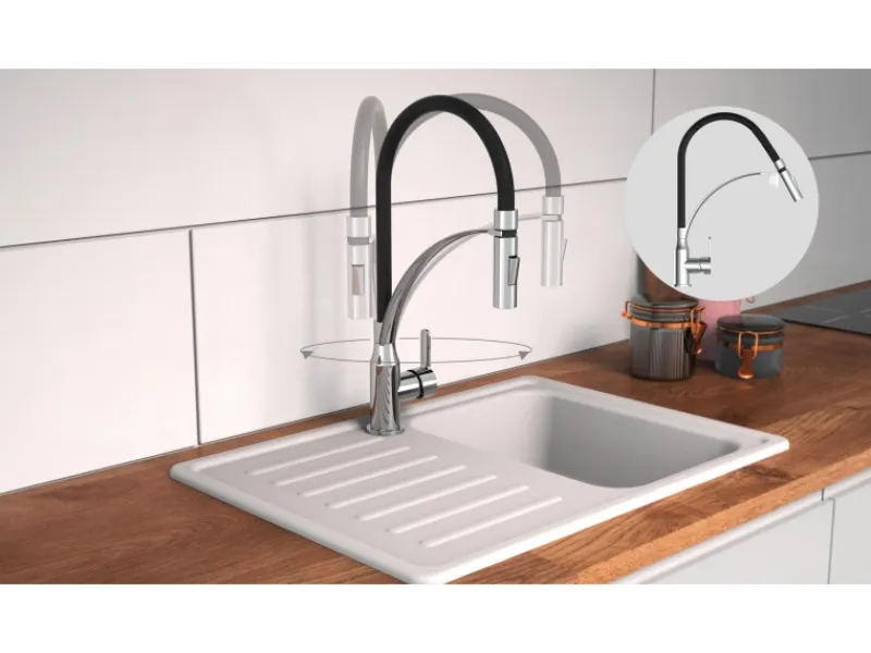Eisl Spültischarmatur mit Soft-Touch Schlauch Carneo Chrom-Schwarz< Einhebelmischer