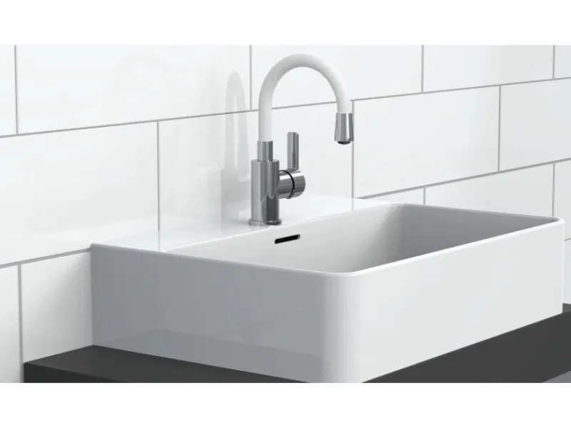 Discount Eisl Waschtischarmatur mit Flexiblem Auslauf Flexo Chrom-Weiß