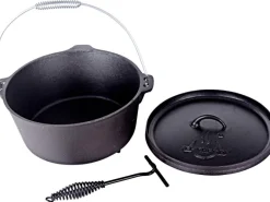 EL Fuego Töpfe<Dutch Oven 11,28 l Schwarz inkl. Deckelheber und Transportbügel