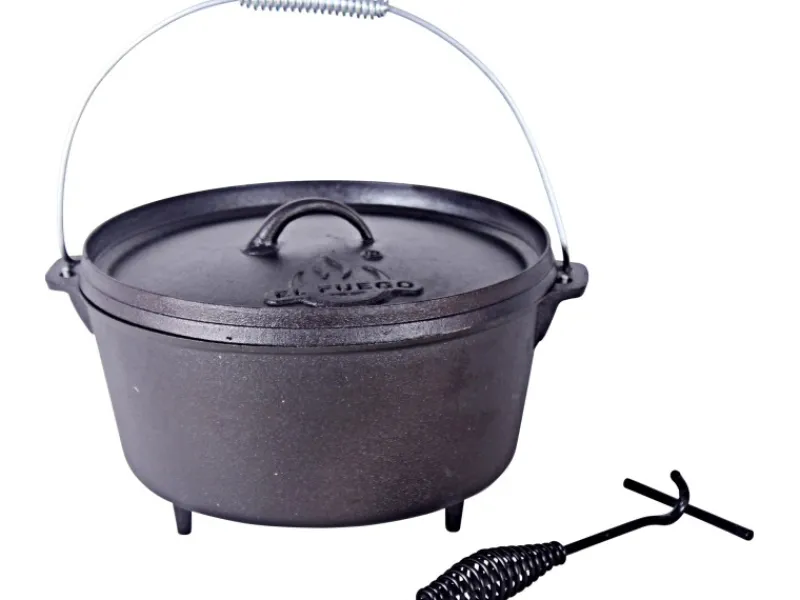 EL Fuego Töpfe<Dutch Oven 5,5 l Schwarz inkl. Deckelheber und Transportbügel