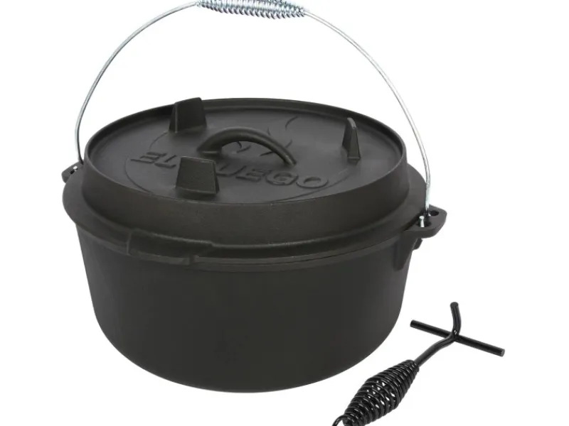 EL Fuego Dutch-Oven Gusseisen 11,4 l Deckel 2,2 l Schwarz< Töpfe
