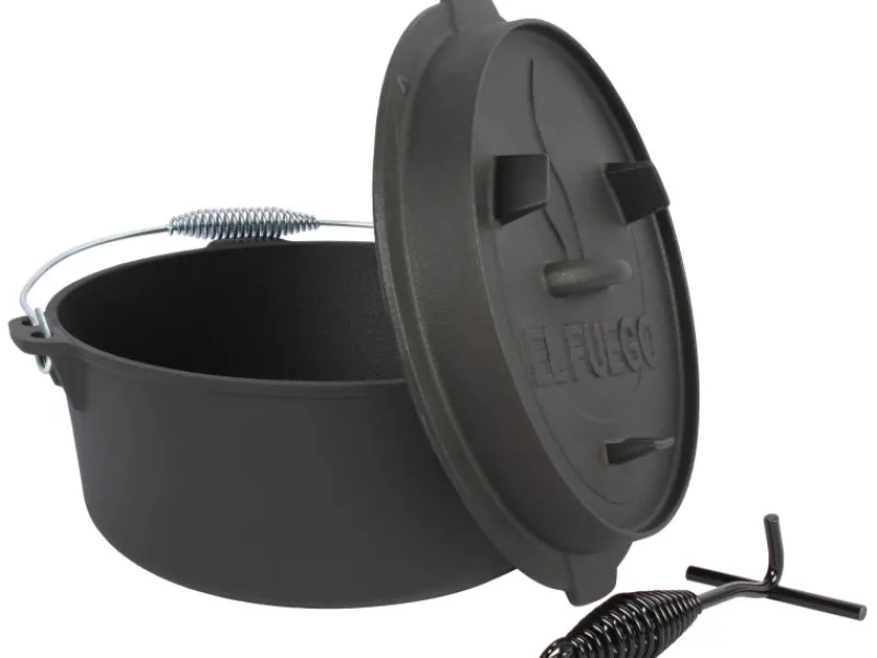 EL Fuego Dutch-Oven Gusseisen 11,4 l Deckel 2,2 l Schwarz< Töpfe