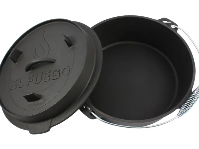 EL Fuego Dutch-Oven Gusseisen 11,4 l Deckel 2,2 l Schwarz< Töpfe