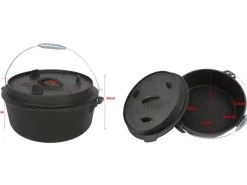 EL Fuego Dutch-Oven Gusseisen 11,4 l Deckel 2,2 l Schwarz< Töpfe