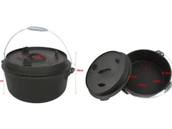 Outlet EL Fuego Dutch-Oven Gusseisen 7,2 l Deckel 1,8 l Schwarz