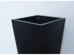 Outlet Elegant Einrichten Pflanzkübel Fiberglas Säule konisch 38x38x100cm Elegant Schwarz-mat