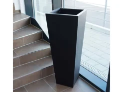 Outlet Elegant Einrichten Pflanzkübel Fiberglas Säule konisch 38x38x100cm Elegant Schwarz-mat