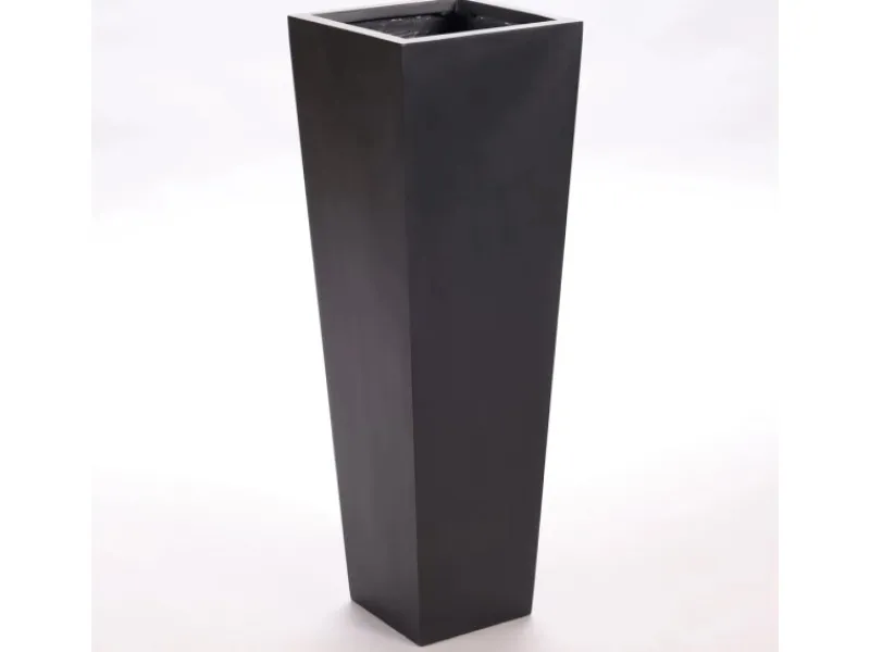 Outlet Elegant Einrichten Pflanzkübel Fiberglas Säule konisch 38x38x100cm Elegant Schwarz-mat