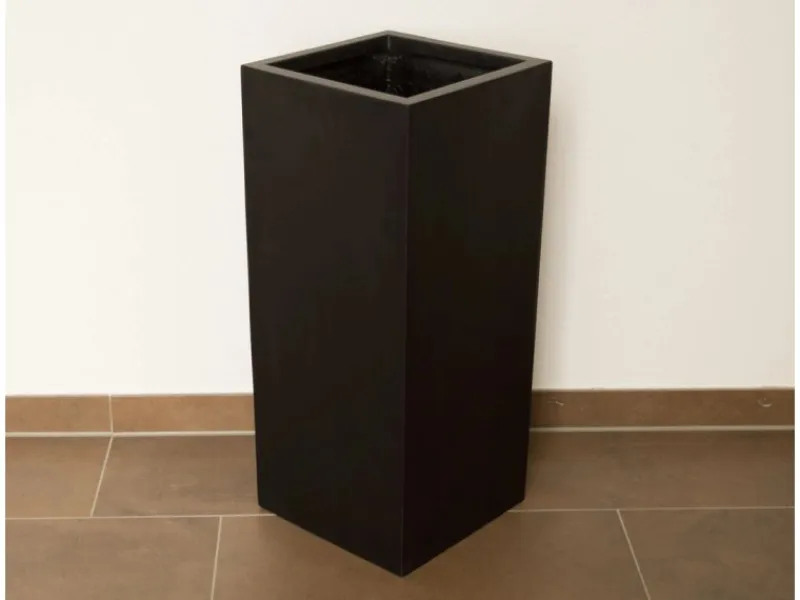 Elegant Einrichten Pflanzkübel Fiberglas Säule 38x38x70cm Elegant Schwarz-Matt