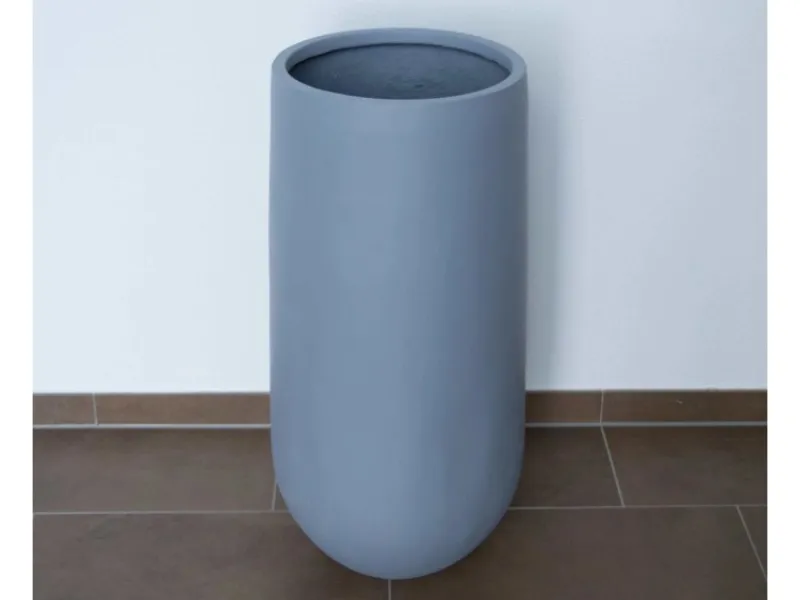 Töpfe<Elegant Einrichten Pflanzkübel Fiberglas Rund-Konisch D26xH56cm Grau