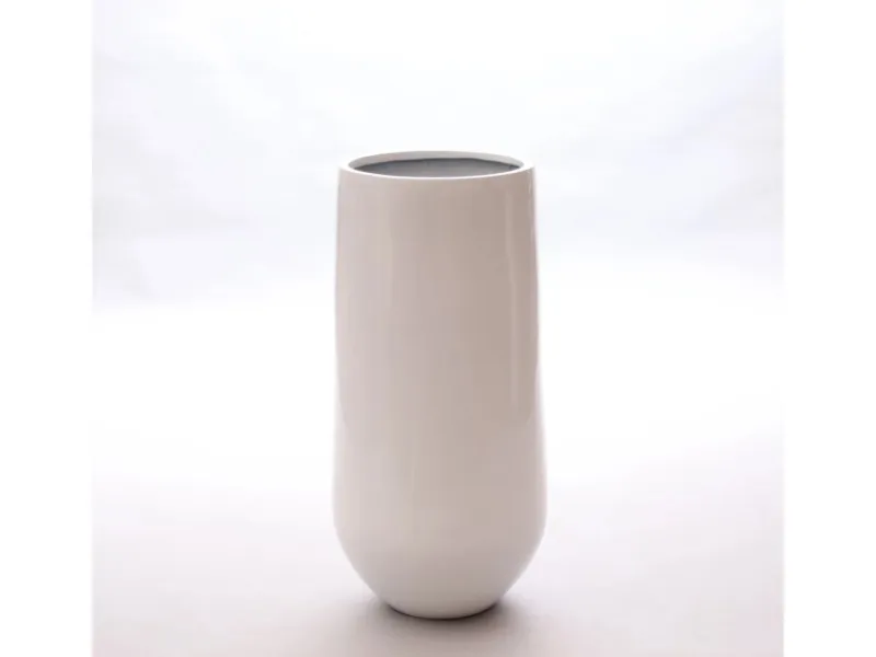 Töpfe<Elegant Einrichten Pflanzkübel Fiberglas Rund-Konisch D25xH55cm Hochglanz-Weiß