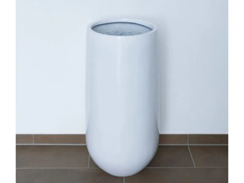 Töpfe<Elegant Einrichten Pflanzkübel Fiberglas Rund-Konisch D25xH55cm Hochglanz-Weiß