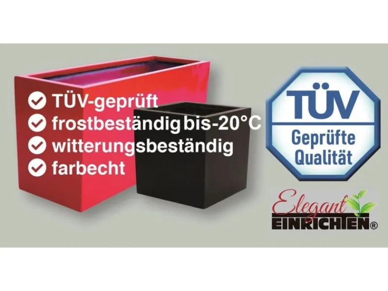 Töpfe<Elegant Einrichten Pflanzkübel Fiberglas Quadratisch 30x30x30cm Perlmutt-Weiß