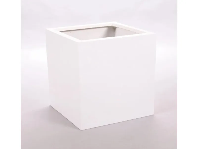 Töpfe<Elegant Einrichten Pflanzkübel Fiberglas Quadratisch 30x30x30cm Perlmutt-Weiß