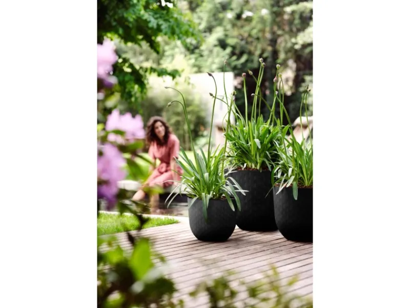 Clearance Elho Blumentopf Fuente Grains Ø 30 cm x 24 cm Onyx Schwarz