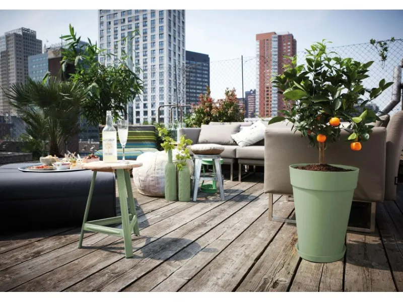 Elho Blumentopf Loft Urban Ø 34 cm x 45 cm Grün< Töpfe