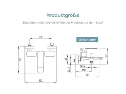 Best Emke Badarmatur für Badewannen Schwarz mit Auslauf Wannenarmatur Einhebelmischer Brausebatterie