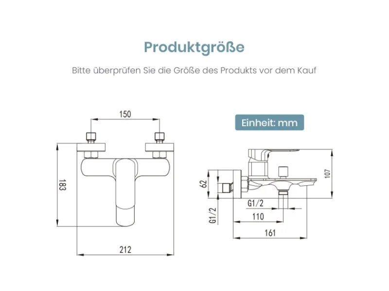 Best Emke Badarmatur für Badewannen Schwarz mit Auslauf Wannenarmatur Einhebelmischer Brausebatterie
