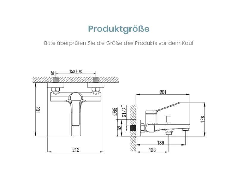 Einhebelmischer<Emke Badewannenarmatur Schwarz mit Auslauf Mischbatterie Badewanne Brausebatterie Einhand Wannenbatterie