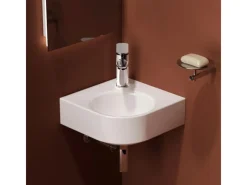 New Emke Badezimmerwaschbecken 44 x 38,5 x 15,5 cm Gewelltes Miniwaschbecken Wandmontage Hochweiß