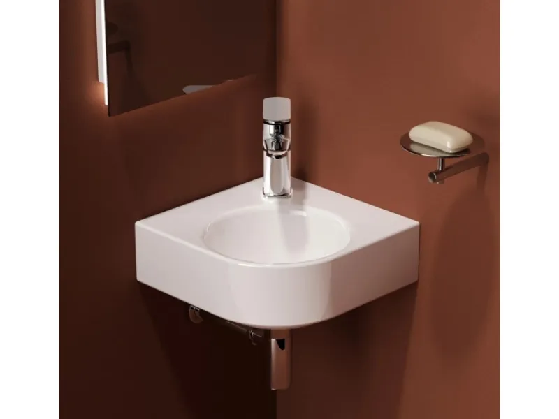 New Emke Badezimmerwaschbecken 44 x 38,5 x 15,5 cm Gewelltes Miniwaschbecken Wandmontage Hochweiß