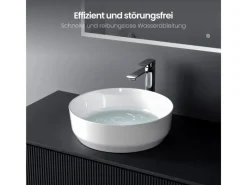 Emke Handwaschbecken 39 x 39 x 12 mm Ovales Keramikwaschbecken Weiß Glänzend< Einhebelmischer