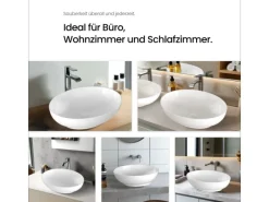 Emke Handwaschbecken 52 x 39,5 x 13 cm Ovales Keramikwaschbecken Weiß Glänzend< Einhebelmischer