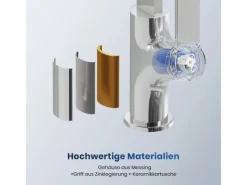 Discount Emke Küchenarmatur Chrom im Ultradünnen Design 30x22x10 cm Küchenarmatur Drehbar Wasserhahn