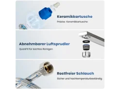 Discount Emke Küchenarmatur Chrom im Ultradünnen Design 30x22x10 cm Küchenarmatur Drehbar Wasserhahn