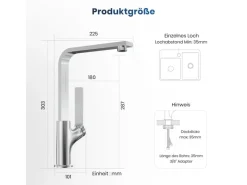 Discount Emke Küchenarmatur Chrom im Ultradünnen Design 30x22x10 cm Küchenarmatur Drehbar Wasserhahn