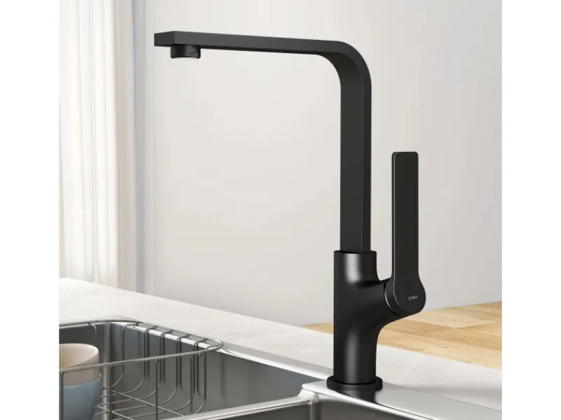 New Emke Küchenarmatur Schwarz Matt im Ultradünnen Design 30x22x10 cm Küchenarmatur Drehbar Wasserhahn