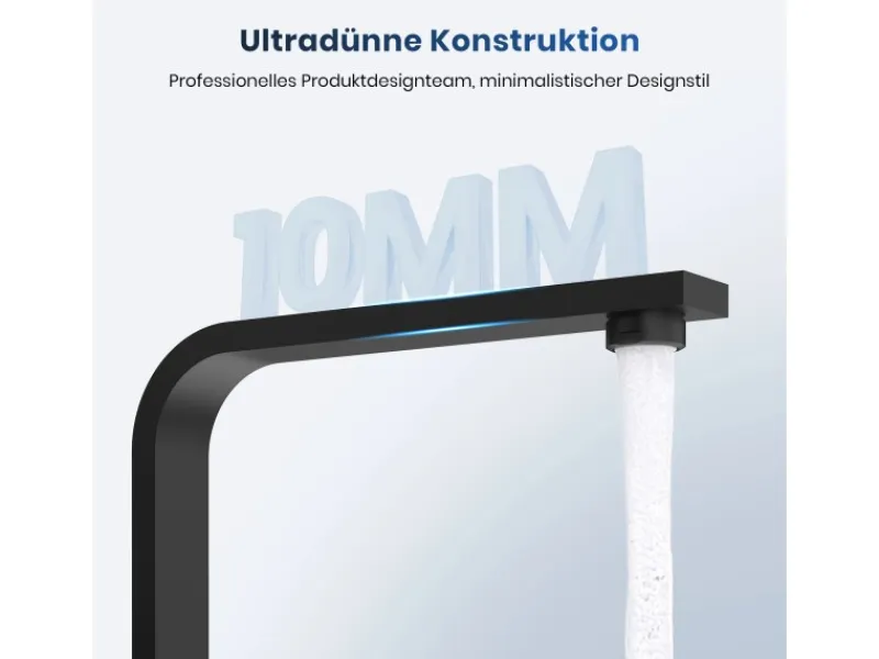 New Emke Küchenarmatur Schwarz Matt im Ultradünnen Design 30x22x10 cm Küchenarmatur Drehbar Wasserhahn