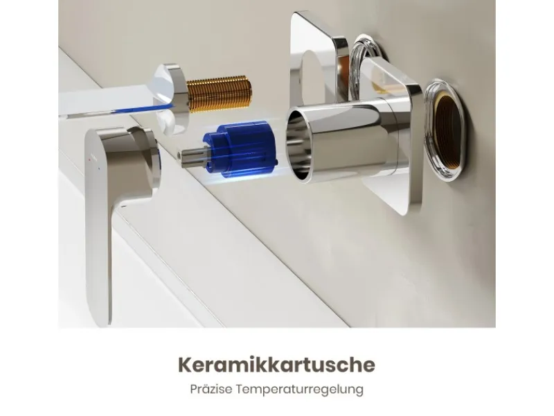 Emke Wand Waschtischarmatur Inklusive Grundkörper 233 x 127 x 110 mm Verchromt Mischbatterie für Waschbecken< Einhebelmischer