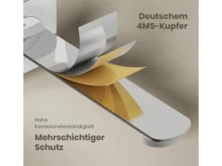 Emke Wand Waschtischarmatur Inklusive Grundkörper 233 x 127 x 110 mm Verchromt Mischbatterie für Waschbecken< Einhebelmischer