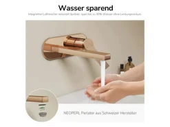 Sale Emke Wand Waschtischarmatur Inklusive Grundkörper 288 x 210 x 70 mm Rosengold Mischbatterie für Waschbecken