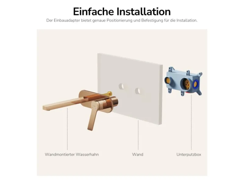 Sale Emke Wand Waschtischarmatur Inklusive Grundkörper 288 x 210 x 70 mm Rosengold Mischbatterie für Waschbecken
