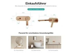 Sale Emke Wand Waschtischarmatur Inklusive Grundkörper 288 x 210 x 70 mm Rosengold Mischbatterie für Waschbecken