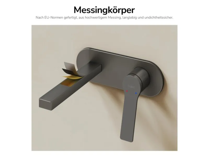 Emke Wand Waschtischarmatur Inklusive Grundkörper 288 x 210 x 70 mm Anthrazit Mischbatterie für Waschbecken< Einhebelmischer