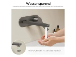 Emke Wand Waschtischarmatur Inklusive Grundkörper 288 x 210 x 70 mm Anthrazit Mischbatterie für Waschbecken< Einhebelmischer
