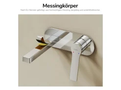 Einhebelmischer<Emke Wand Waschtischarmatur Inklusive Grundkörper 288 x 210 x 70 mm Verchromt Mischbatterie für Waschbecken