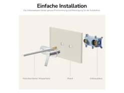 Einhebelmischer<Emke Wand Waschtischarmatur Inklusive Grundkörper 288 x 210 x 70 mm Verchromt Mischbatterie für Waschbecken