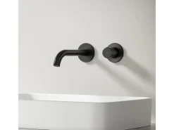 Emke Waschtischarmatur Unterputz für Wandmontage Schwarz Matt Wasserhahn Badarmatur< Einhebelmischer