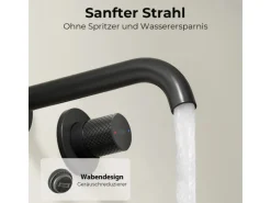 Emke Waschtischarmatur Unterputz für Wandmontage Schwarz Matt Wasserhahn Badarmatur< Einhebelmischer