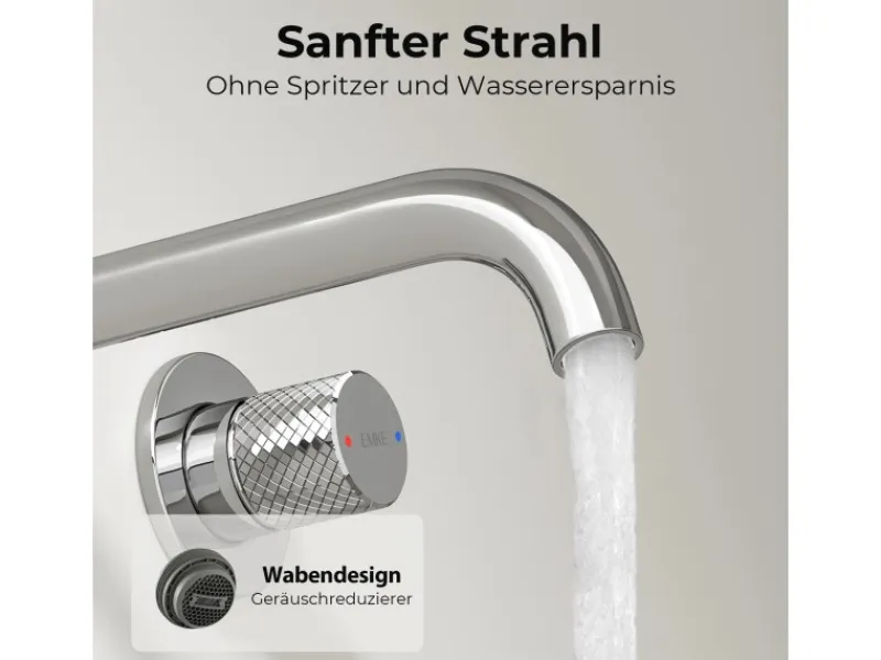 Einhebelmischer<Emke Waschtischarmatur Unterputz für Wandmontage Chrom Wasserhahn Badarmatur