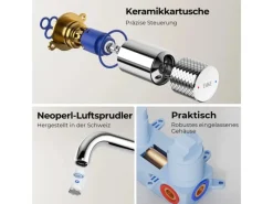 Einhebelmischer<Emke Waschtischarmatur Unterputz für Wandmontage Chrom Wasserhahn Badarmatur